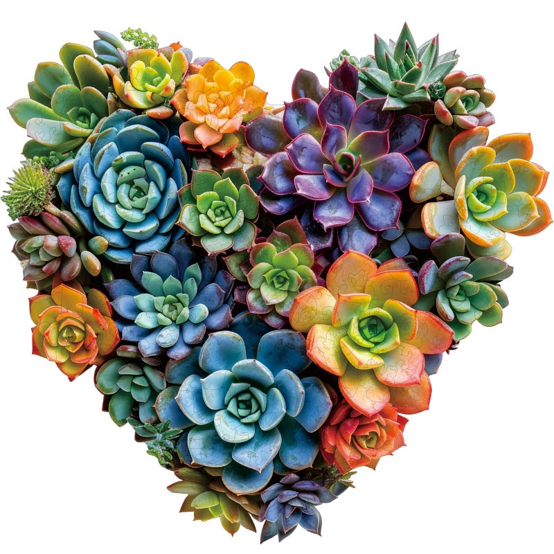 Mys Aurora Jigsaw Puzzles300 Pieces Heart Succulent Wooden Puzzles for Adults Unique Shaped Plant PuzzlesBrain Teaser Family Flower Puzzle Game 132 x 126 Inch - Image 3
