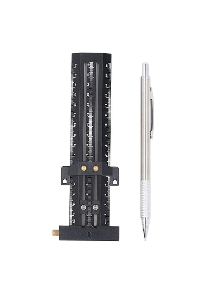Black UK Standard T Type Scribing Double Line Marking Ruler for Woodworking - Image 1