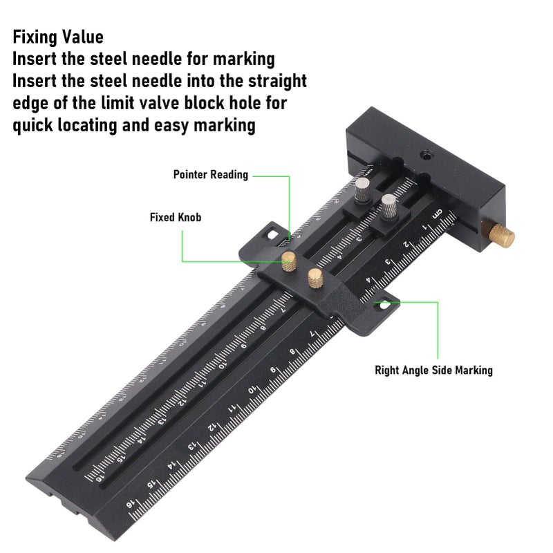 Black UK Standard T Type Scribing Double Line Marking Ruler for Woodworking - Image 4