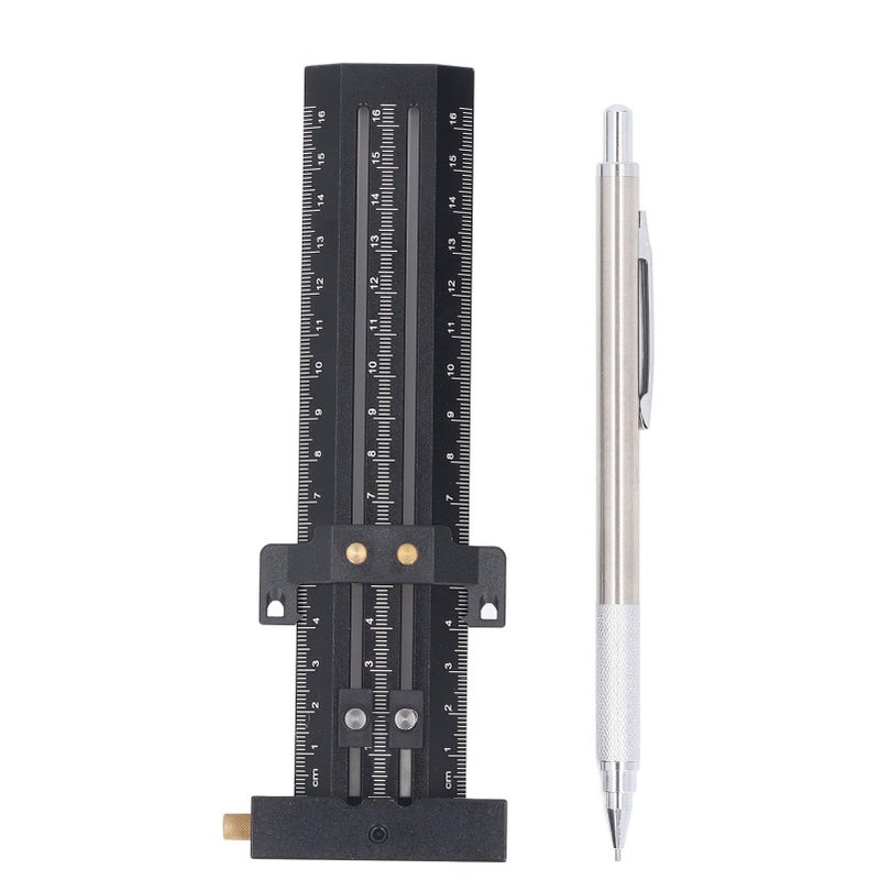 Black UK Standard T Type Scribing Double Line Marking Ruler for Woodworking - Image 2