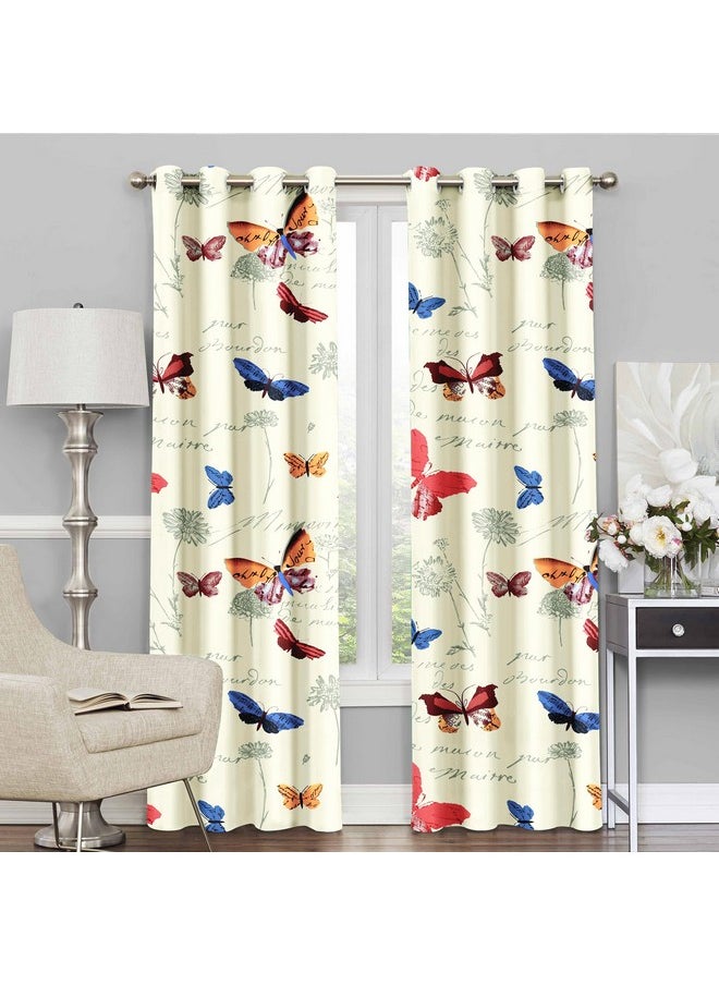 Story@Home Story@Home Long Door Curtains 9 Feet Set of 2 | Bohemian Curtains | Floral Design Cotton Curtain | Light Filtering Curtains for Living Room | (116 x 275 cm, White & Blue) | Perfect for Home Decor  - Image 1