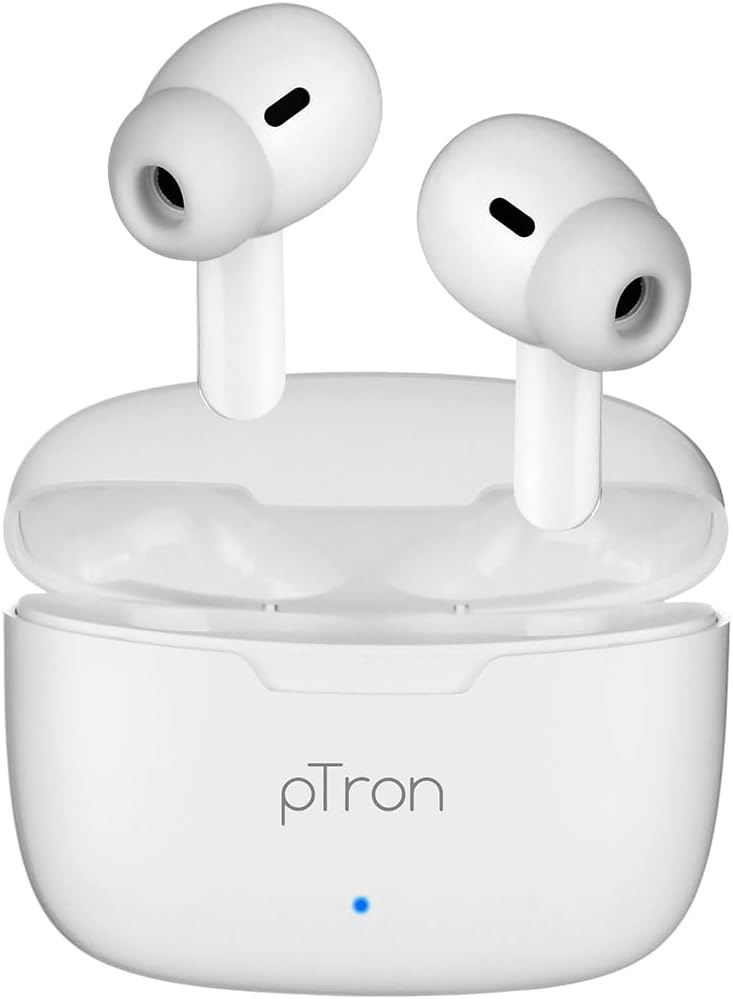 PTron Bassbuds Duo in-Ear Earbuds with 32Hrs Total Playtime, Bluetooth 5.1 Wireless Headphones, Stereo Audio, Touch Control TWS, Dual Mic, Type-C Fast Charging, IPX4 & Voice Assistance (White) - Image 3