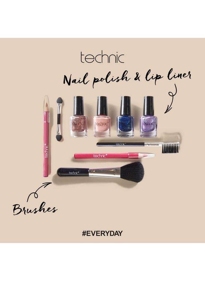Technic Technic 28 Pcs Carry All Full Make Up Kit In a Trunk Train Case Including Makeup Brushes, Eye Shadows, Nail Polish, Blushers, Lipsticks and More  - Image 4