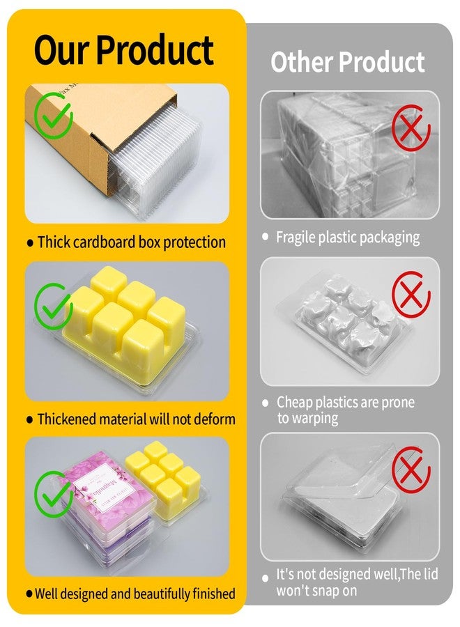 MGLIFEUL Wax Melt Container Clamshell Packaging Mold Box Stand for Plastic Clear Empty Wax Candle Melt Tart Packaging Cube Container Clamshell Mold Holder Organizer Tray Empty Shape Bulk wth Lid - Image 2