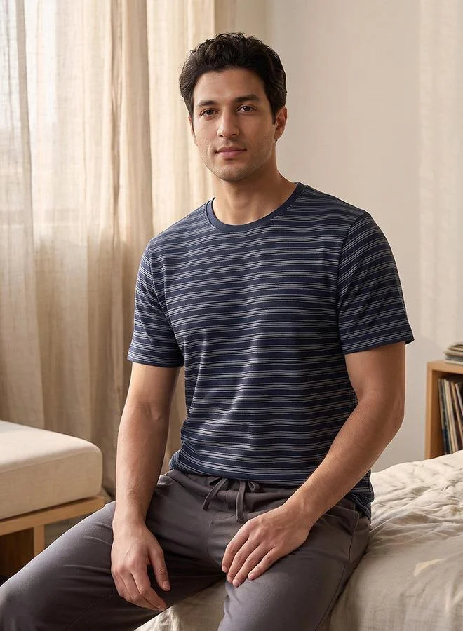 Cotton Striped T-shirt & Pyjama Set