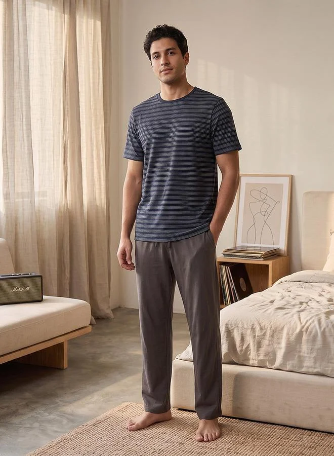 Splash FAV Multicolour Cotton Striped T-shirt & Pyjama Set for Men | Best Price UAE