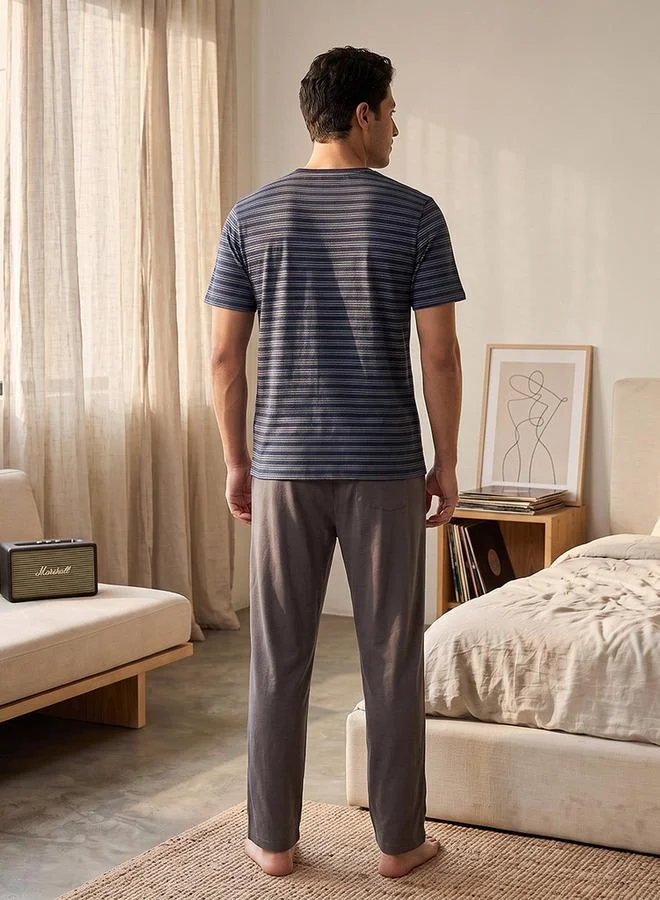 Splash FAV Multicolour Cotton Striped T-shirt & Pyjama Set for Men | Best Price UAE