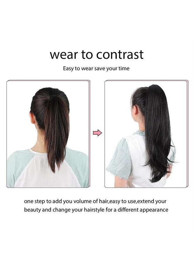 HSPJHTM Black Ponytail Extension Claw for Women Curly Hair Piece 24" Synthetic Pony Tail Hair Extensions Very Long & Voluminous Curled Wavy Heat-Resisting - Image 2