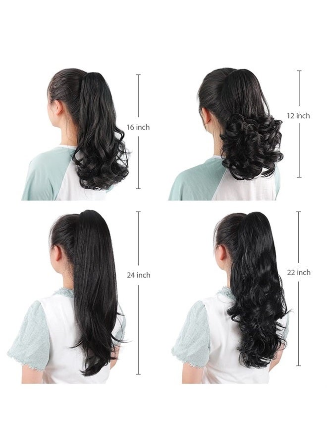 HSPJHTM Black Ponytail Extension Claw for Women Curly Hair Piece 24" Synthetic Pony Tail Hair Extensions Very Long & Voluminous Curled Wavy Heat-Resisting - Image 5