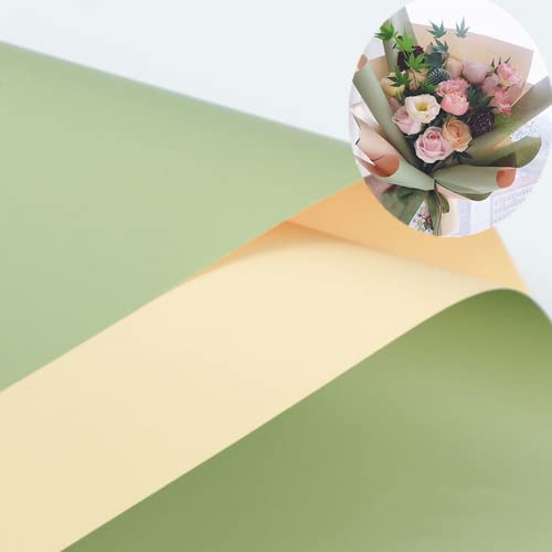 XICHEN 20 SheetsDoubleSided Colors Flower Wrapping PaperWaterproof Florist Bouquet PaperDIY CraftsDifferent DoubleSided Colors 58 x 58cm228x 228 inch Champagne Matcha Green - Image 1