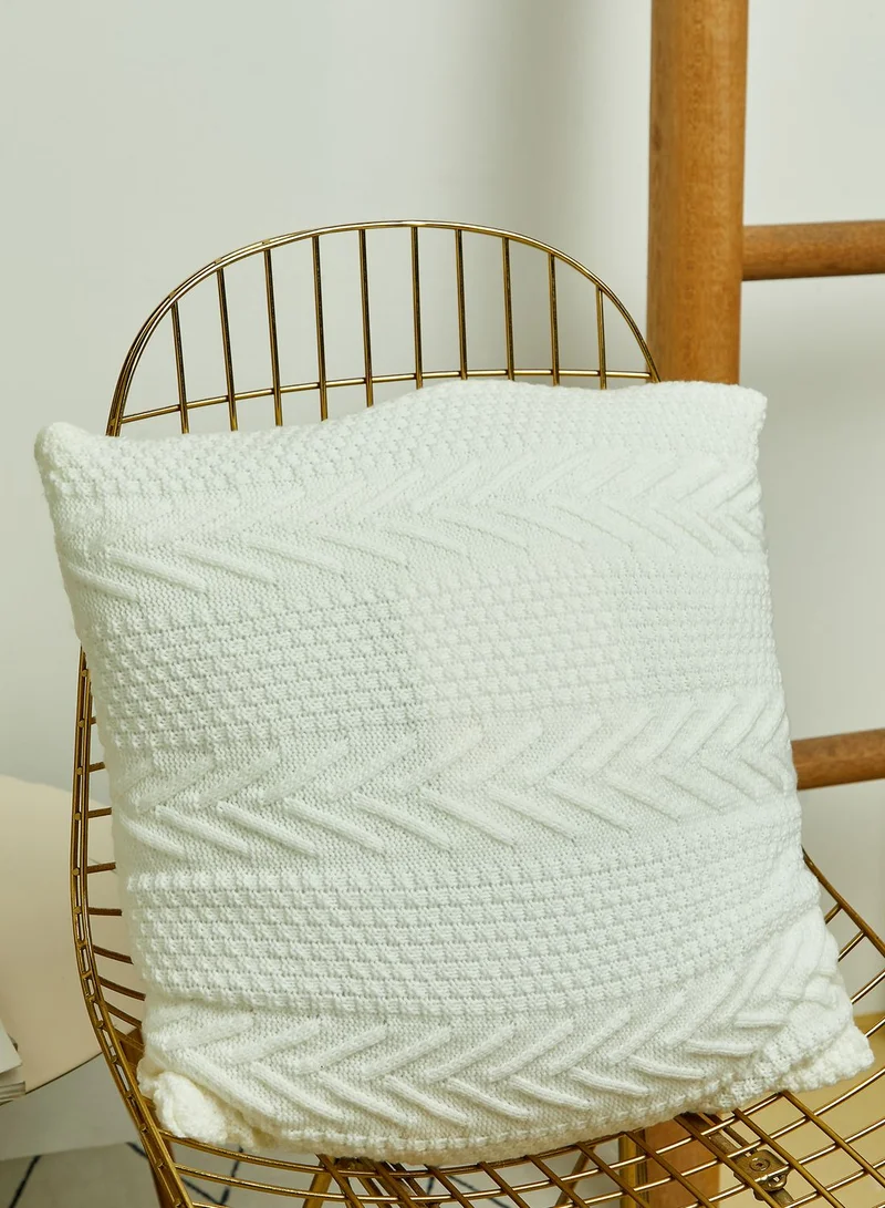 Noire Edit Cream Knitted Cushion With Insert 45X45Cm