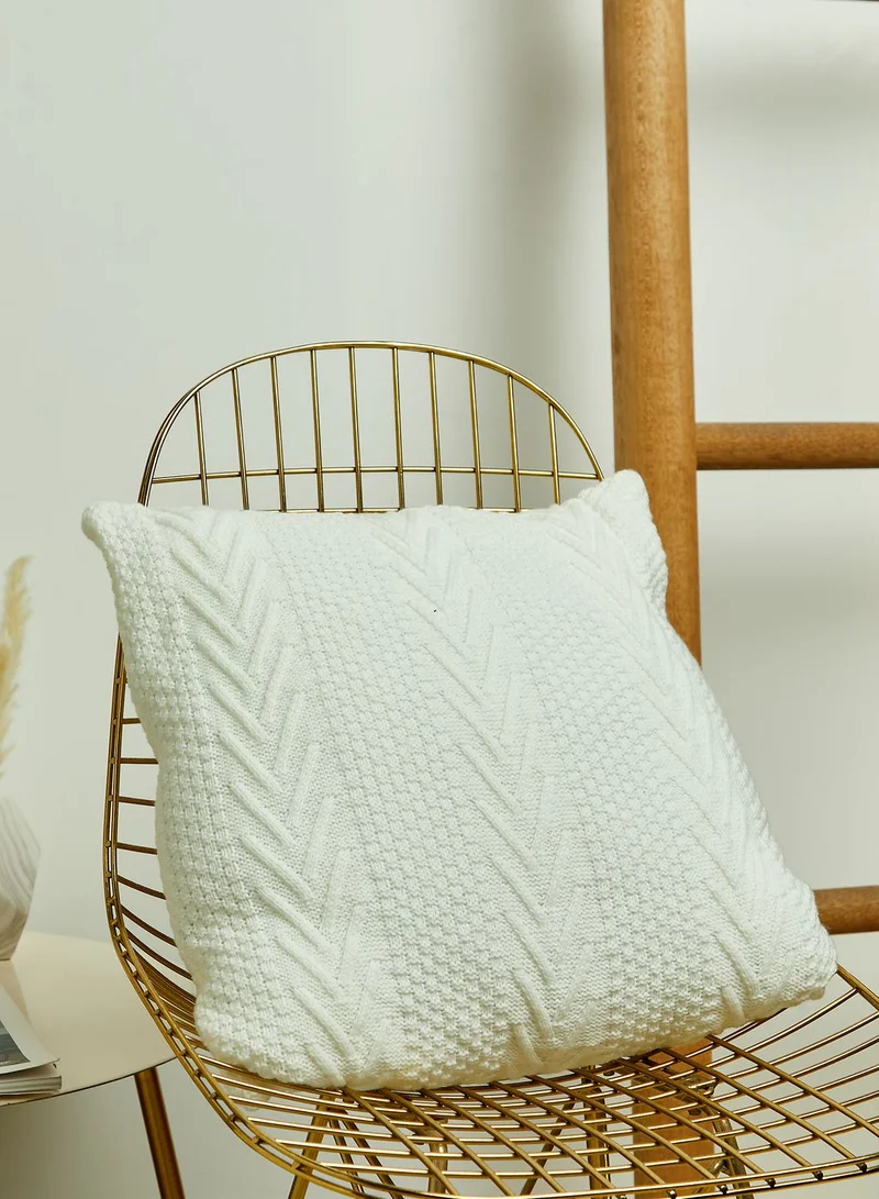 Noire Edit Cream Knitted Cushion With Insert 45X45Cm