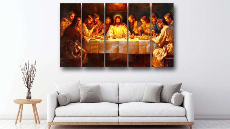 Casperme Lord Jesus Last Supper Wall Painting Framed Big Size For Living Room, Home, office & Wall Decor, 48 x 30 inches set of 5 (Jesus Supper) - Image 4