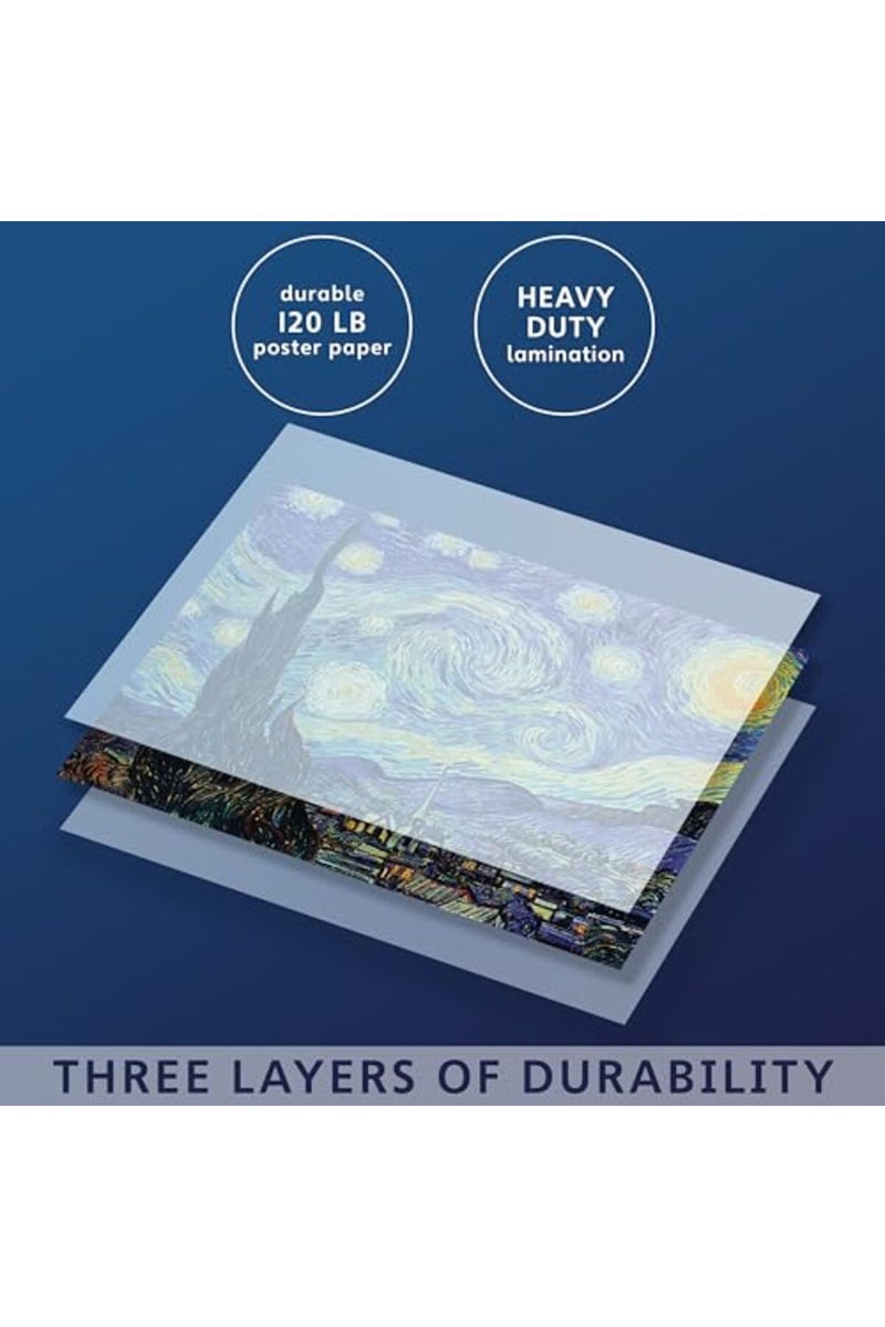 Palace Learning ALAYRA Palace Learning 3 Pack - Mona Lisa Poster by Leonardo Da Vinci + Starry Night & Over the Rhone by Vincent Van Gogh - Fine Art Prints (LAMINATED, 18" x 24") - Image 4