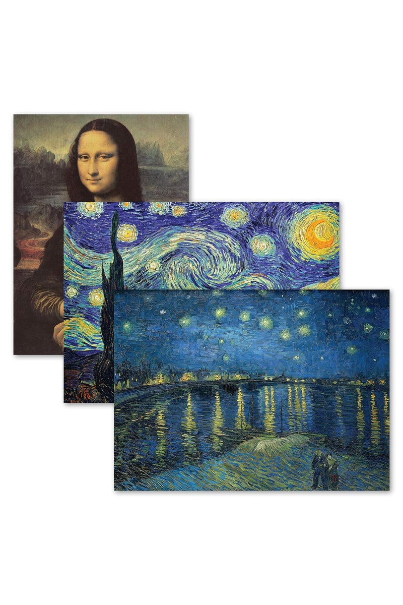 Palace Learning ALAYRA Palace Learning 3 Pack - Mona Lisa Poster by Leonardo Da Vinci + Starry Night & Over the Rhone by Vincent Van Gogh - Fine Art Prints (LAMINATED, 18" x 24") - Image 1