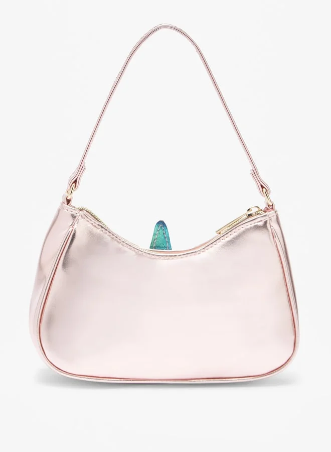 Flora Bella By Shoexpress Applique Detail Shoulder Bag with Strap Handle and Zip Closure