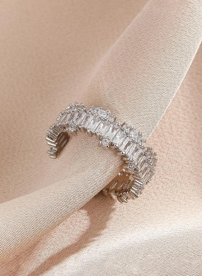 Take Two Silver Embellished Open Ring