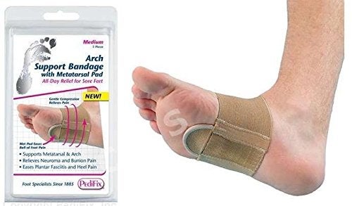 PEDIFIX Arch Support Compression Bandage with Metatarsal Pad P6002 Relieves Neuroma Bunion Heel Pain Plantar Fasciitis Medium