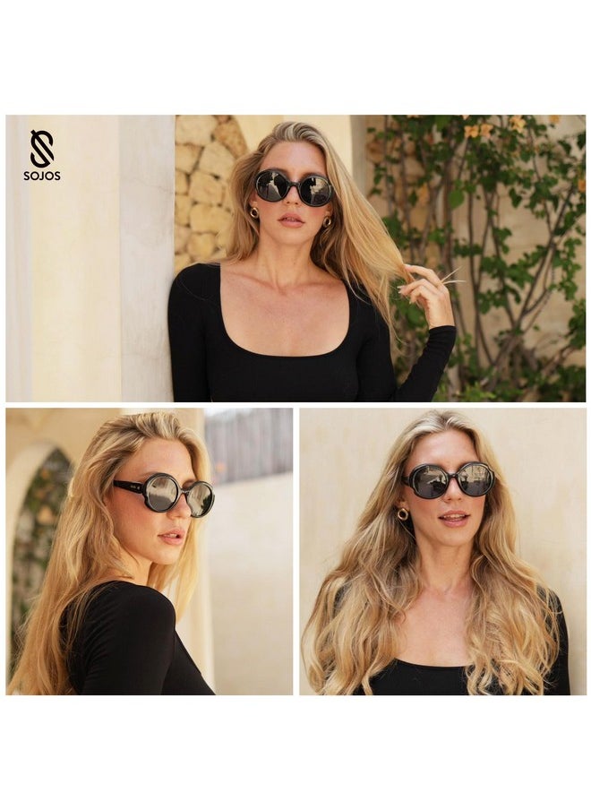 Sojos Big Retro Oval Round Polarized Sunglasses Womens Mens Vintage Trendy Oversized Sunnies Sj2362, Brown Tortoise/Brown  - Image 2
