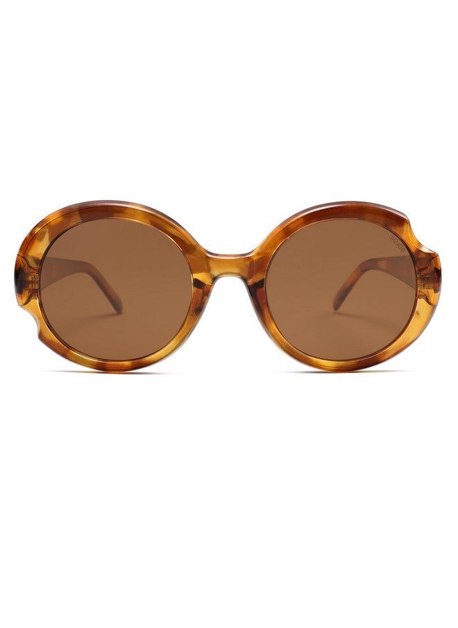 Sojos Big Retro Oval Round Polarized Sunglasses Womens Mens Vintage Trendy Oversized Sunnies Sj2362, Brown Tortoise/Brown  - Image 1