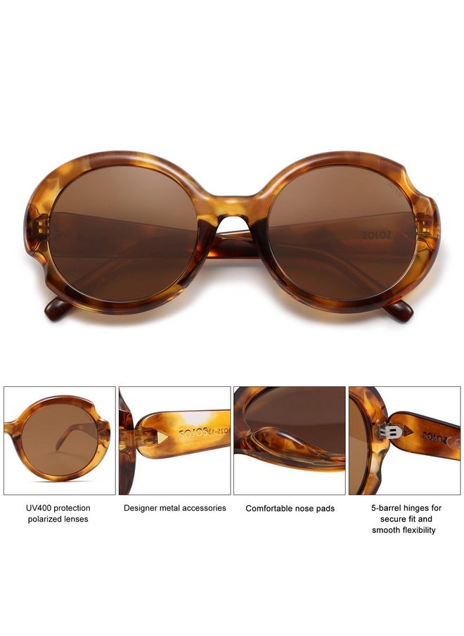 Sojos Big Retro Oval Round Polarized Sunglasses Womens Mens Vintage Trendy Oversized Sunnies Sj2362, Brown Tortoise/Brown  - Image 4