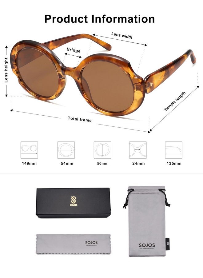 Sojos Big Retro Oval Round Polarized Sunglasses Womens Mens Vintage Trendy Oversized Sunnies Sj2362, Brown Tortoise/Brown  - Image 5