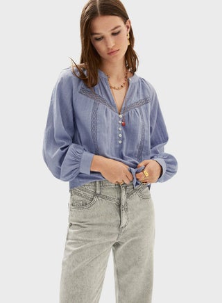 Plumeti Embroidered Blouse Top