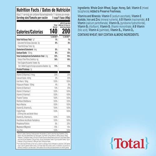 Total Breakfast Cereal, 100% Daily Value of 11 Vitamins and Minerals, Whole Grain Cereal, 16 oz - Image 2