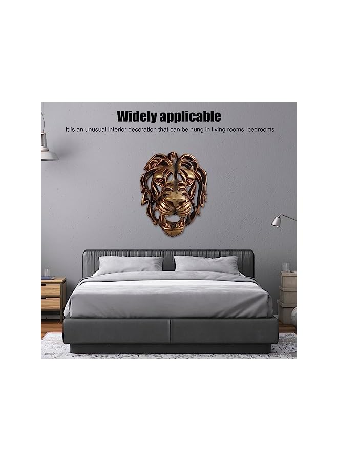 The Bros ديكور جدار رأس الأسد، فن ريزن ذهبي بحجم 8 إنش، تمثال معلق، ديكور يدوي لمنزل ريفي لغرفة المعيشة الحديثة - Image 3