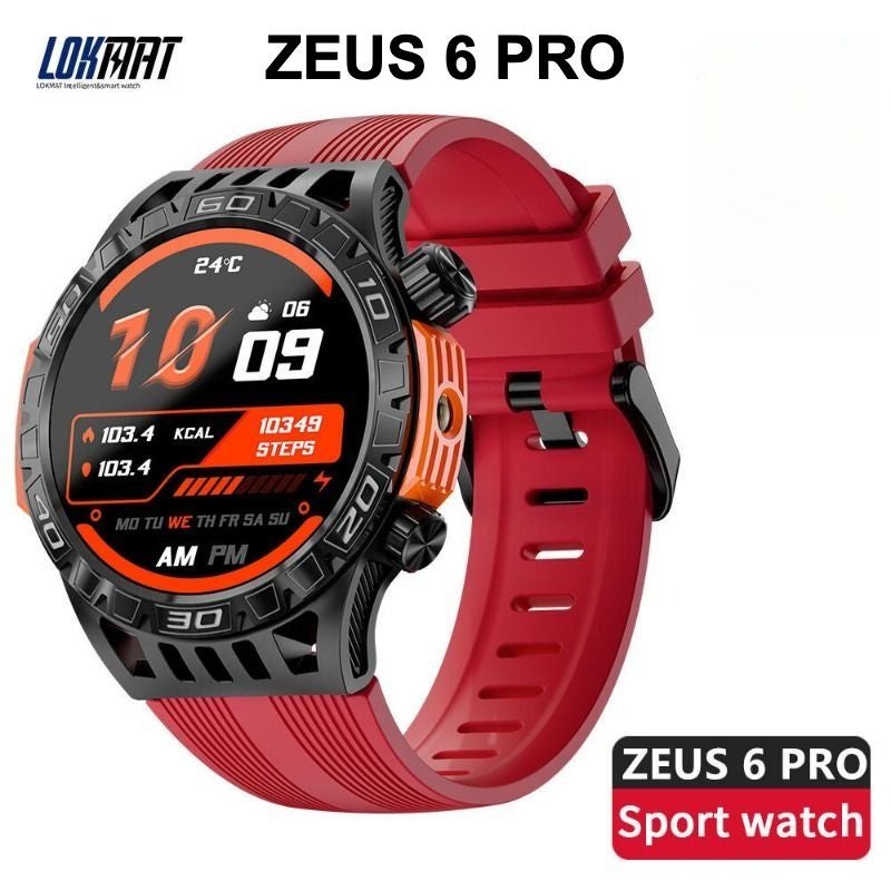 Lokmat Zeus 6 PRO Outdoor Sports Smartwatch, Bluetooth Calling, Flashlight, Waterproof, Red - Image 1