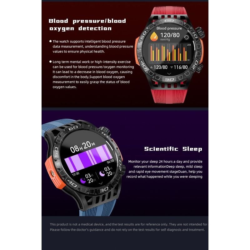 Lokmat Zeus 6 PRO Outdoor Sports Smartwatch, Bluetooth Calling, Flashlight, Waterproof, Red - Image 3
