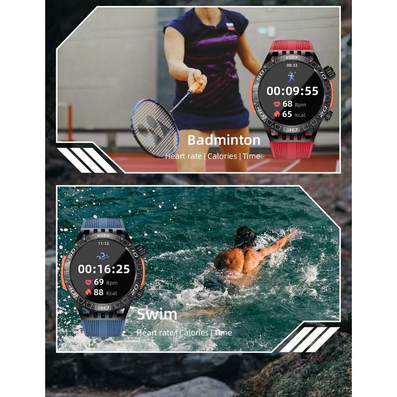 Lokmat Zeus 6 PRO Outdoor Sports Smartwatch, Bluetooth Calling, Flashlight, Waterproof, Red - Image 2