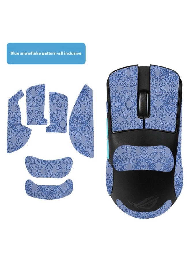 For ASUS ROG Dragon Scale ACE X AimLab Cooperation Edition Mouse Anti-slip Sticker Sweat Sticker Anti-hand Sticker-color: A Blue Snowflake Pattern Mouse Sticker  - Image 1
