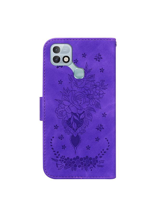 S-TOP Case For Infinix Hot 10i / Smart 5 Pro Butterfly Rose Embossed Leather Phone Case - Image 3