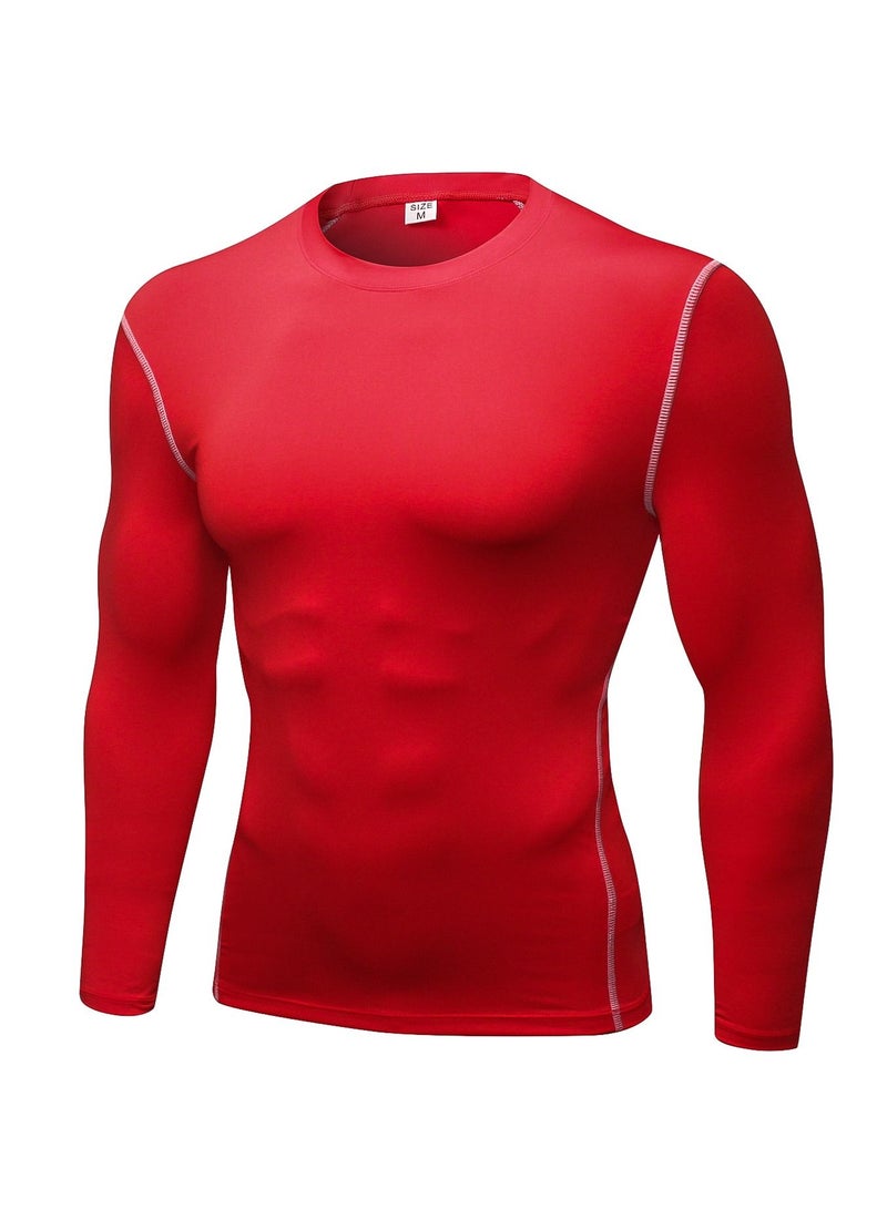 نيبمينينت Men Quick Dry Breathable Long Sleeve Shirt Red - Image 1