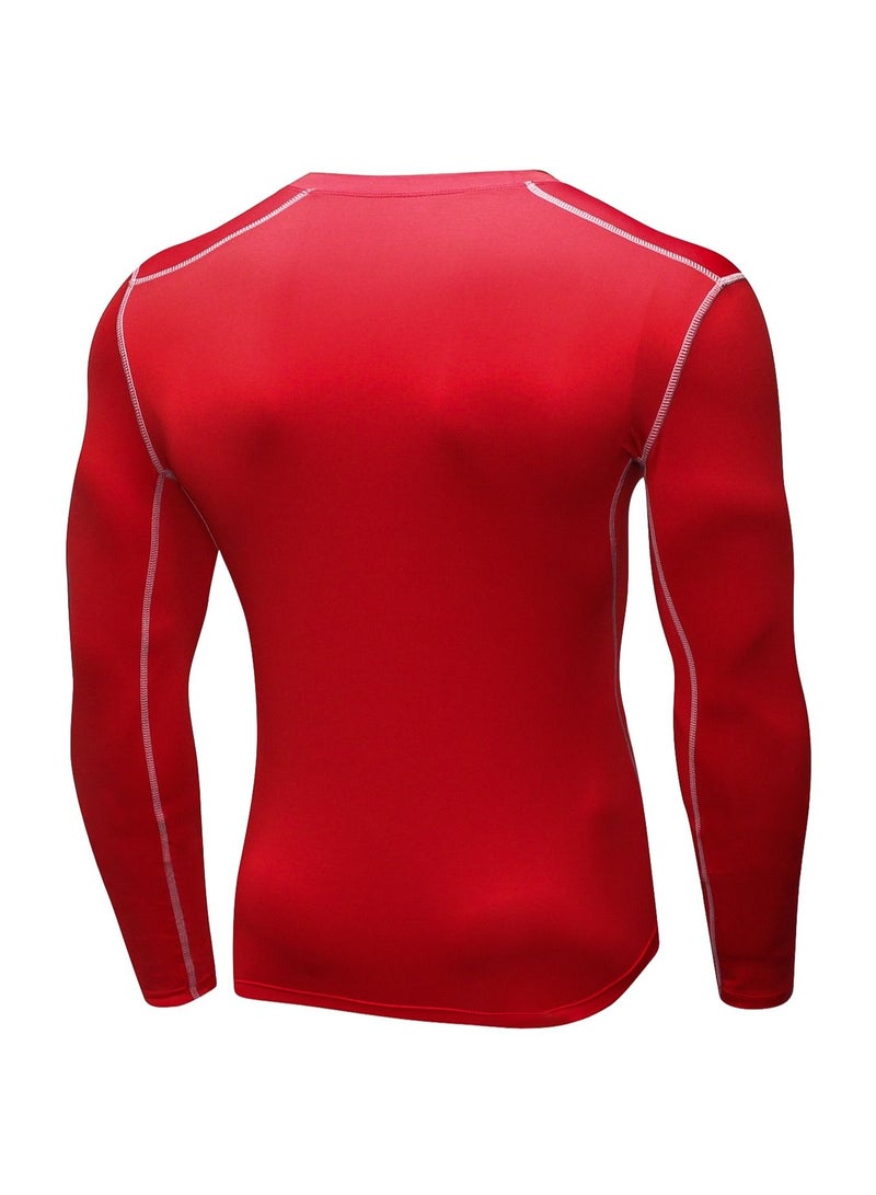 نيبمينينت Men Quick Dry Breathable Long Sleeve Shirt Red - Image 2