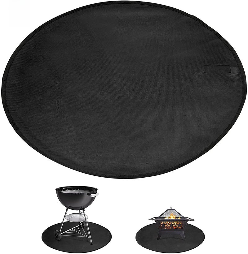 36 inch black round fireproof mat fire pot mat barbecue mat liquid silicone coated fire pit mat factory wholesale(Black 36 inch double sided silicone) - Image 1