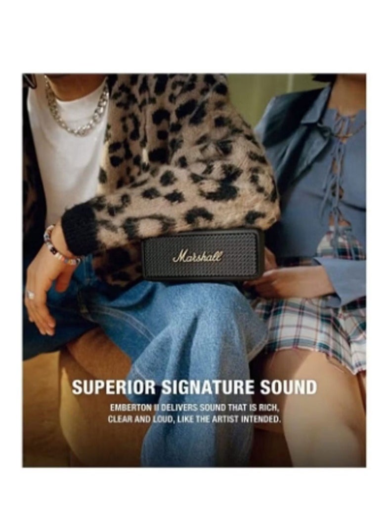 Marshall - Emberton II Portable Bluetooth Speaker - Black and Brass - Image 1