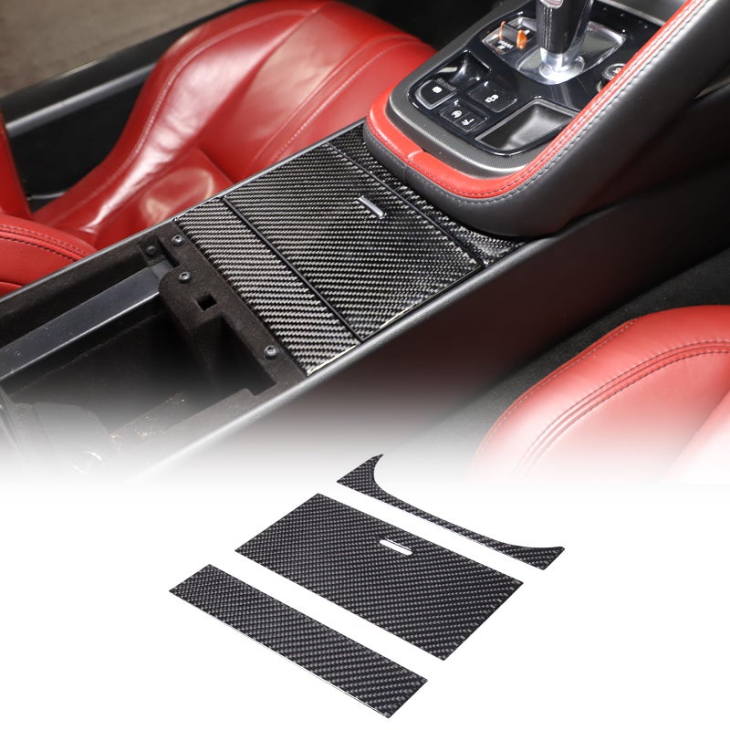 Daeiclru Soft Carbon Fiber Car Central Control Storage Box Panel Sticker Compatible with Jaguar FType 20132025 Interior Center Console Panel Decorative Trim Accessories 3PCS Black - Image 2