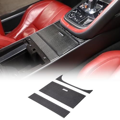 Daeiclru Soft Carbon Fiber Car Central Control Storage Box Panel Sticker Compatible with Jaguar FType 20132025 Interior Center Console Panel Decorative Trim Accessories 3PCS Black - Image 1
