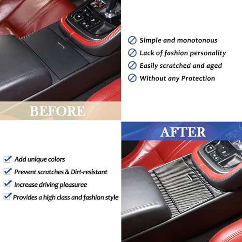 Daeiclru Soft Carbon Fiber Car Central Control Storage Box Panel Sticker Compatible with Jaguar FType 20132025 Interior Center Console Panel Decorative Trim Accessories 3PCS Black - Image 3