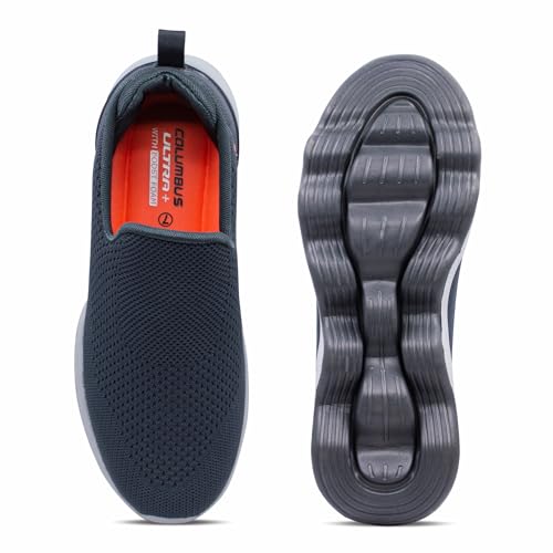Columbus Sports Shoes - Running Shoes|Walking Shoes| Training & Gym Shoe | Outdoors Shoe for Men (Massager-01) (Dark Grey & Fluorescent Orange),UK-09 - Image 5