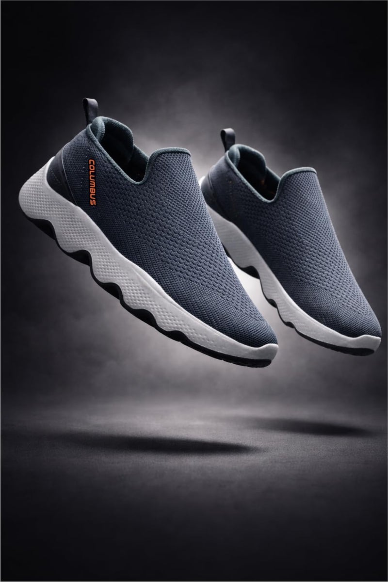 Columbus Sports Shoes - Running Shoes|Walking Shoes| Training & Gym Shoe | Outdoors Shoe for Men (Massager-01) (Dark Grey & Fluorescent Orange),UK-09 - Image 2