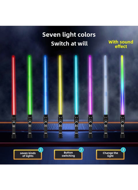 Tiktok Laser Sword Star Wars سيف مضيء قابل للسحب، لعبة كشك ضوء فلاش ملون اثنين في واحد - اللون: قابل للسحب/مع تأثير صوتي