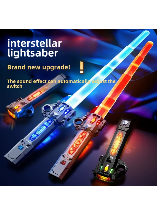 Tiktok Laser Sword Star Wars سيف مضيء قابل للسحب، لعبة كشك ضوء فلاش ملون اثنين في واحد - اللون: قابل للسحب/مع تأثير صوتي