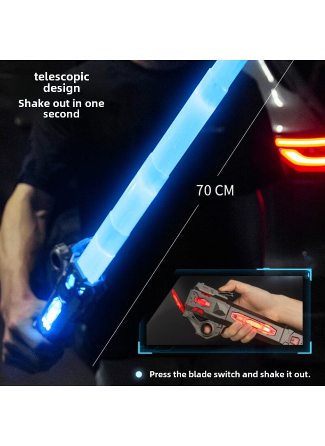 Tiktok Laser Sword Star Wars سيف مضيء قابل للسحب، لعبة كشك ضوء فلاش ملون اثنين في واحد - اللون: قابل للسحب/مع تأثير صوتي