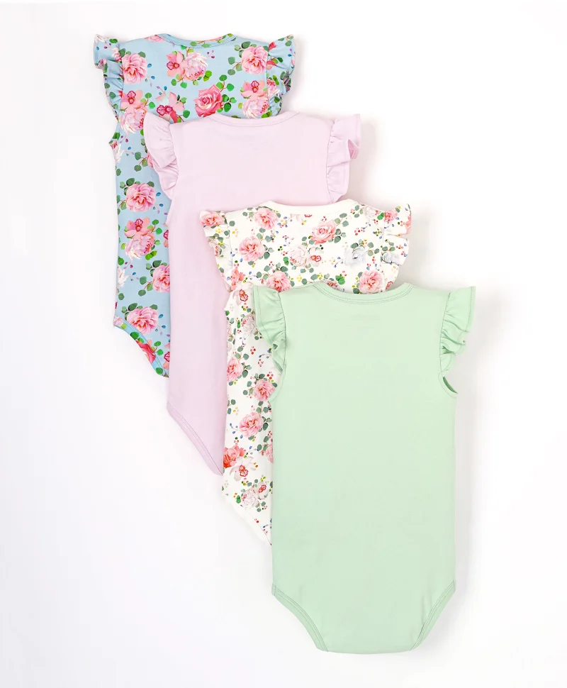 Bonfino Bonfino 4 Pack All Over Printed Floral Bodysuit - Multicolor