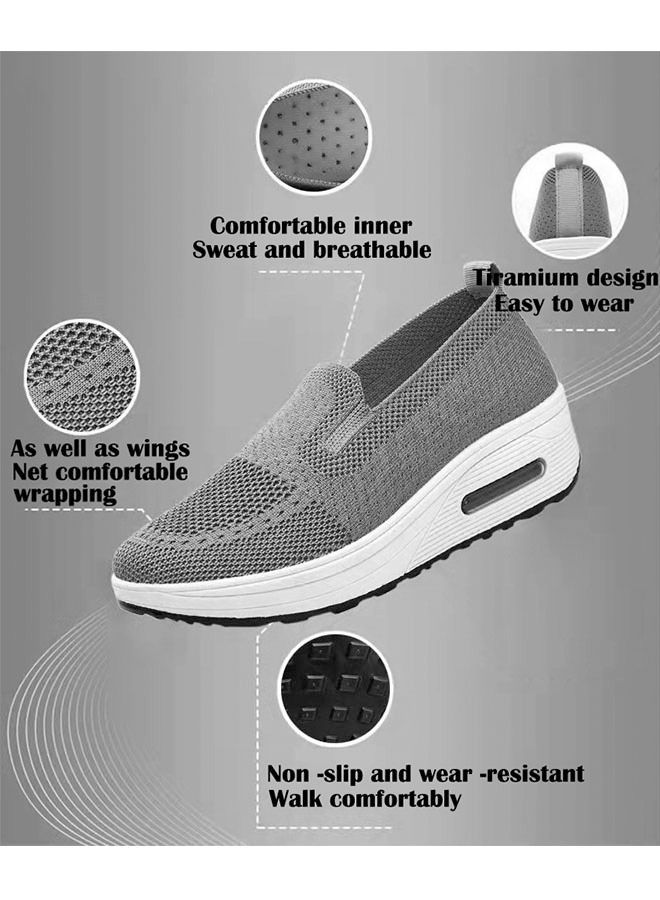 ZCM-HAPPY Fashion Ladies Slip On Thick Sole Air Cushion Shoes Rocking Shoes Dance Shoes Soft Sole Comfortable Women's Shoes - Image 3