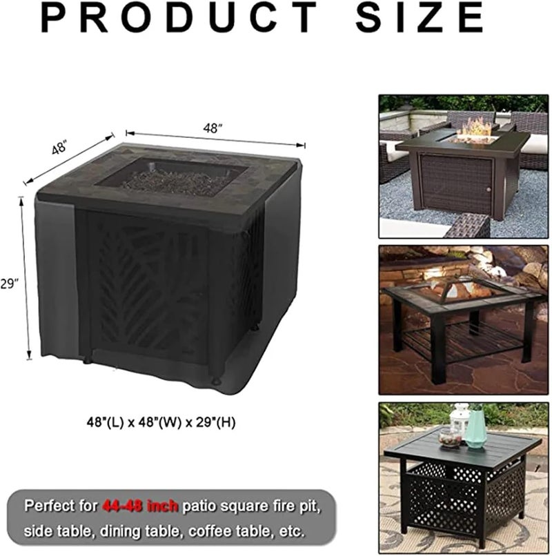 Sturdy 2pcs 2 Colors Square Patio Fire Pit/Table Cover for Outdoor Propane PitWaterproof Furniture Sofa and Chair Covers(Silver,79x79x61cm) - Image 2