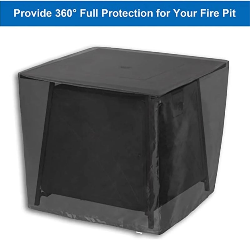 Sturdy 2pcs 2 Colors Square Patio Fire Pit/Table Cover for Outdoor Propane PitWaterproof Furniture Sofa and Chair Covers(Silver,79x79x61cm) - Image 4